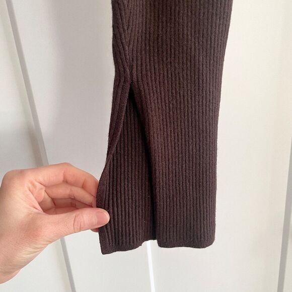 ❤️ Aritzia Babaton Distill Leggings Side Slit Brown Coffee Bean Ribbed Knit Pant - Picture 6 of 10